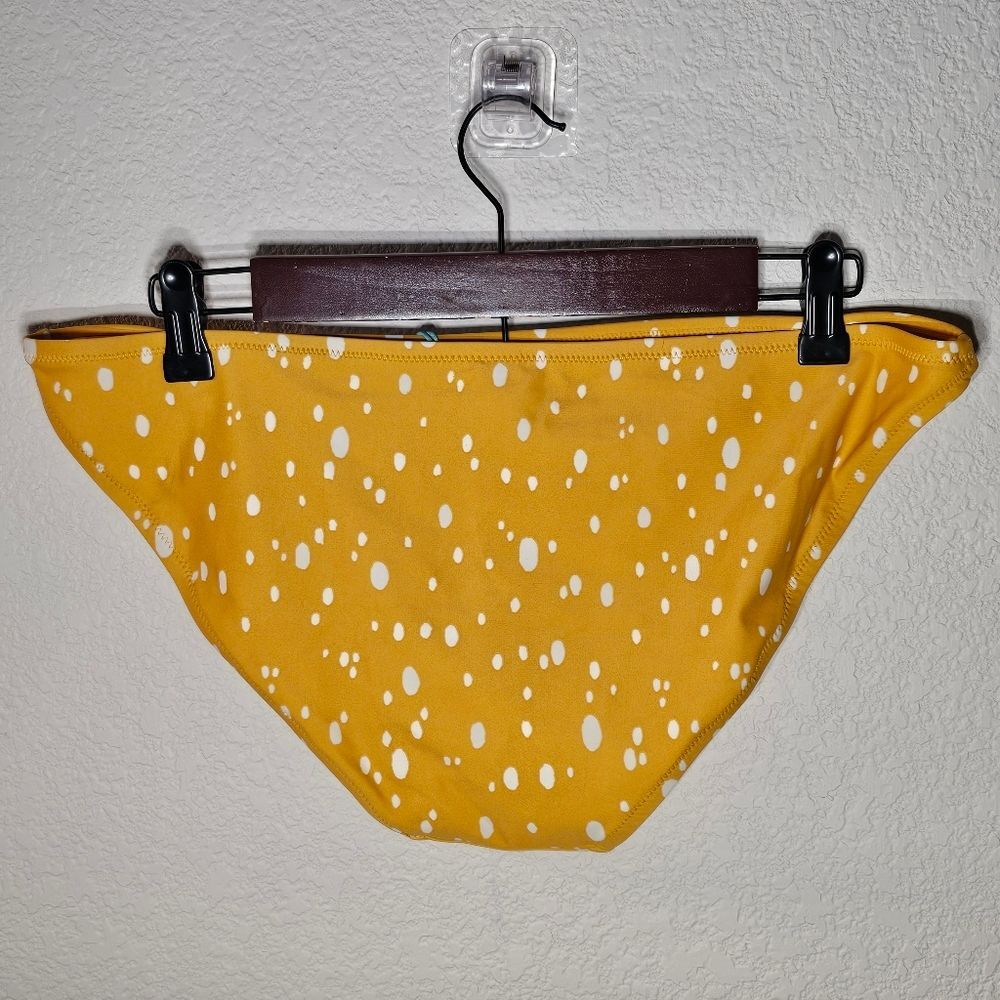 Kona Sol Women's Swim Bottom Large Yellow Polka Dot Hipster Bikini Bottom NWT - Picture 2 of 6